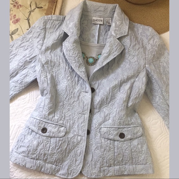 Chico’s Light Blue Tapestry Blazer - Picture 2 of 12